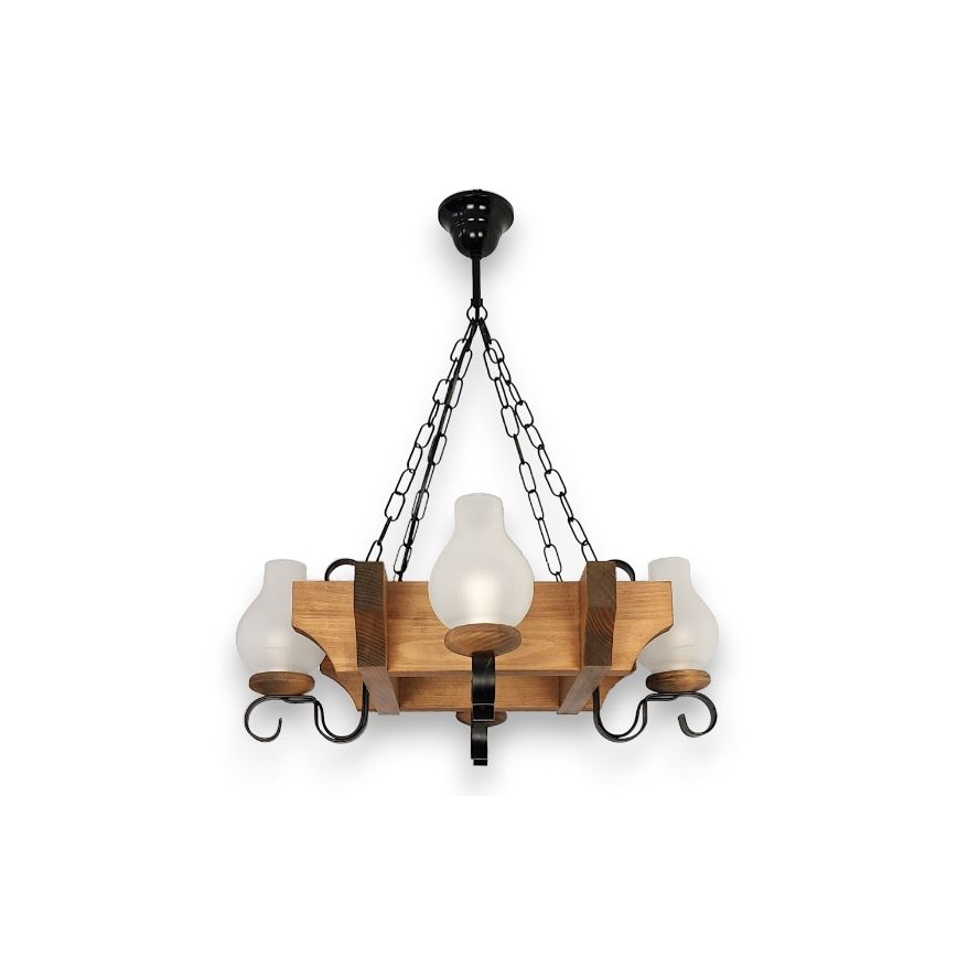 Brilagi - Suspension chaîne QUEEN 4xE14/40W/230V hêtre