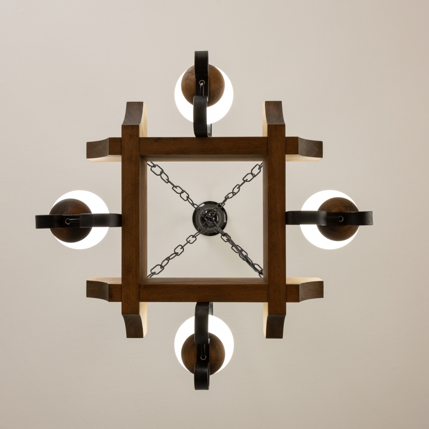 Brilagi - Suspension chaîne QUEEN 4xE14/40W/230V hêtre