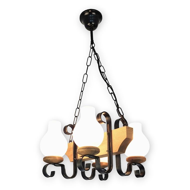 Brilagi - Suspension chaîne QUEEN 4xE14/40W/230V hêtre