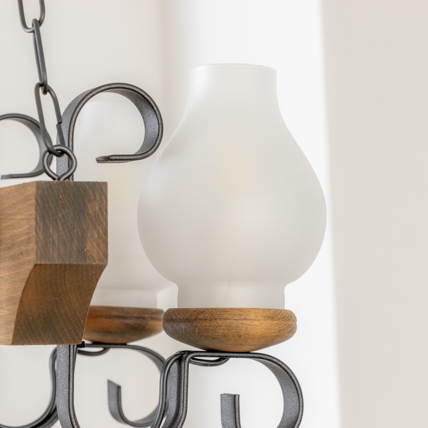 Brilagi - Suspension chaîne QUEEN 4xE14/40W/230V hêtre