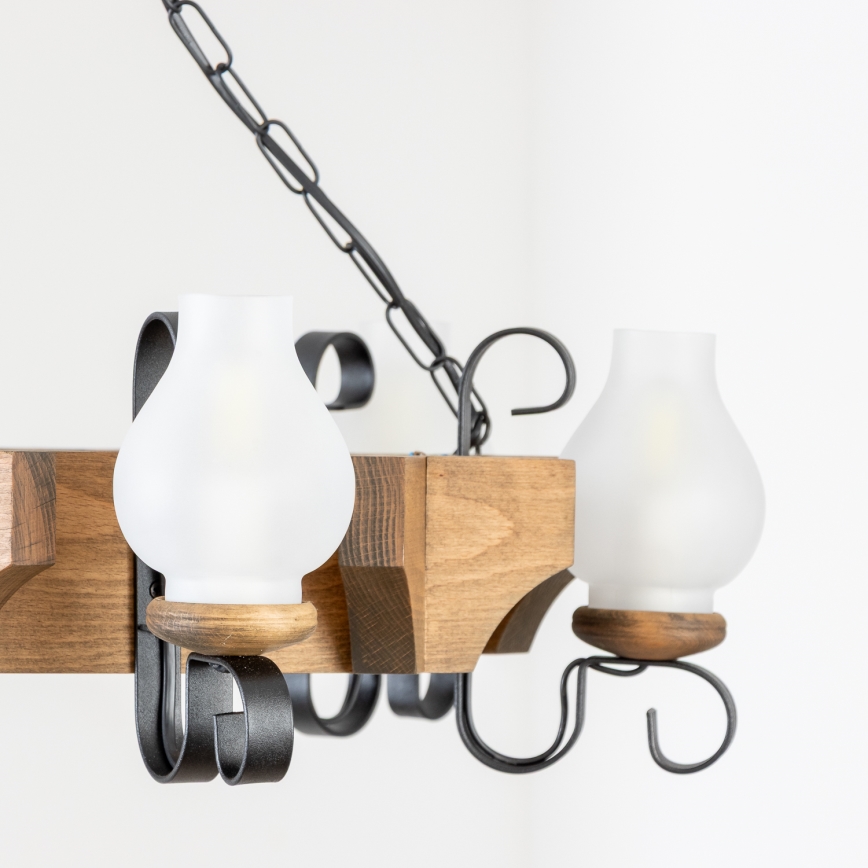 Brilagi - Suspension chaîne QUEEN 6xE14/40W/230V hêtre