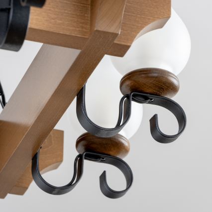 Brilagi - Suspension chaîne QUEEN 8xE14/40W/230V hêtre/noyer