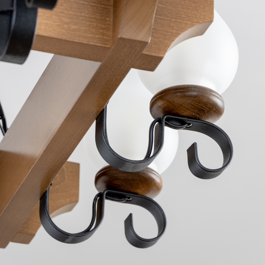 Brilagi - Suspension chaîne QUEEN 8xE14/40W/230V hêtre/noyer