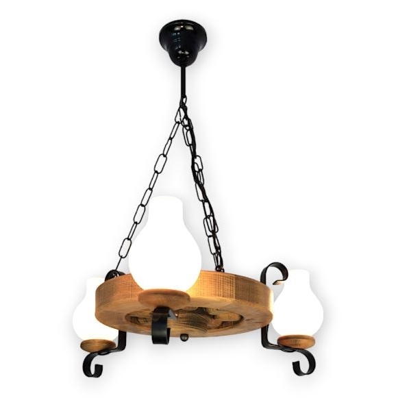 Brilagi - Suspension chaîne ROATA 3xE14/40W/230V hêtre