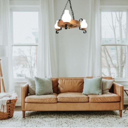 Brilagi - Suspension chaîne ROATA 3xE14/40W/230V hêtre