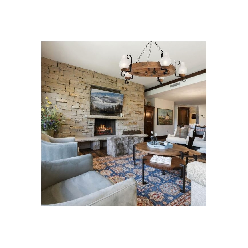 Brilagi - Suspension chaîne ROATA 5xE14/40W/230V hêtre