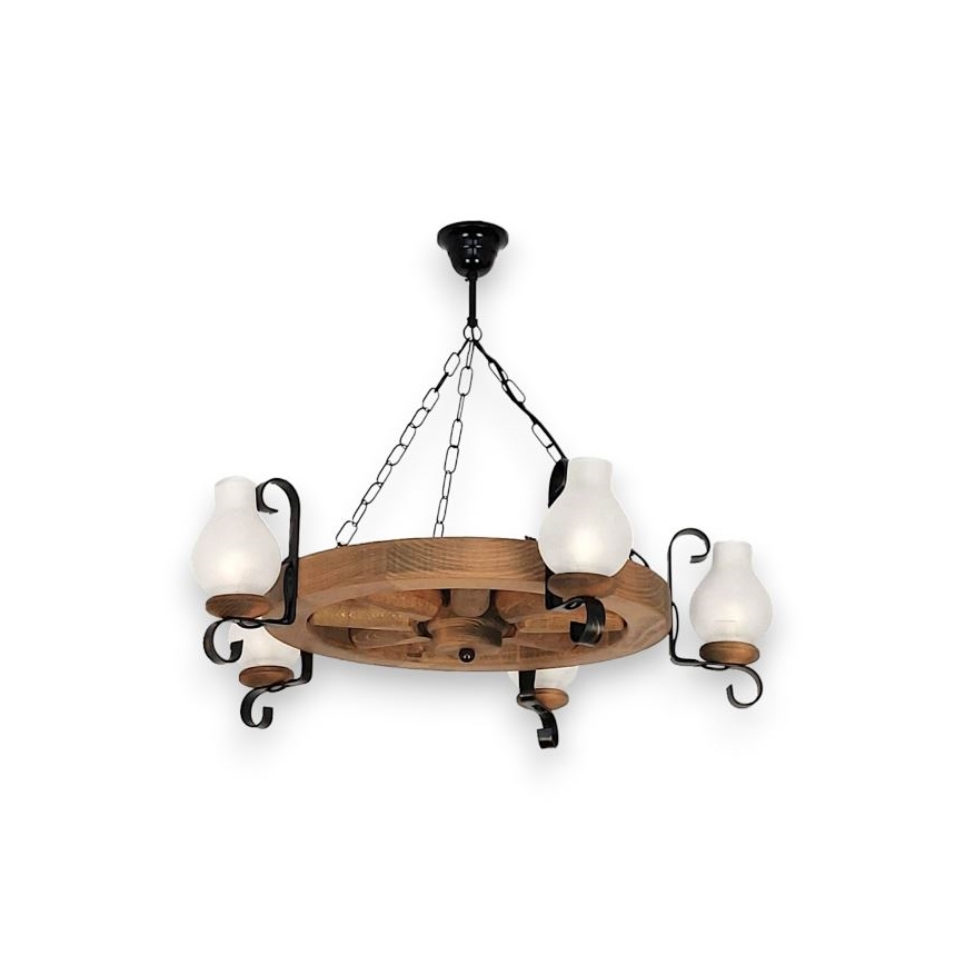 Brilagi - Suspension chaîne ROATA 5xE14/40W/230V hêtre