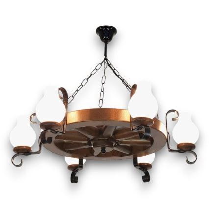 Brilagi - Suspension chaîne ROATA 6xE14/40W/230V hêtre/noyer