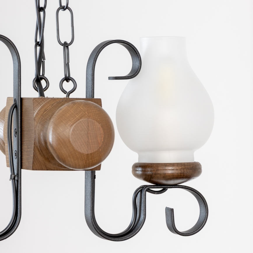 Brilagi - Suspension chaîne RUSTIC 2xE14/40W/230V hêtre/noyer