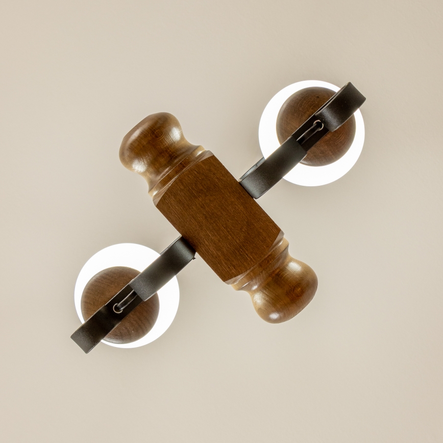 Brilagi - Suspension chaîne RUSTIC 2xE14/40W/230V hêtre/noyer