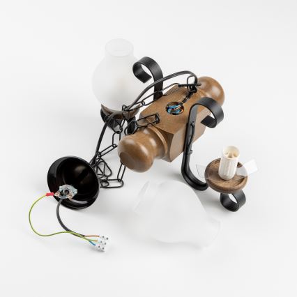 Brilagi - Suspension chaîne RUSTIC 2xE14/40W/230V hêtre/noyer