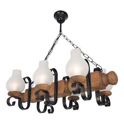 Brilagi - Suspension chaîne RUSTIC 6xE14/40W/230V hêtre