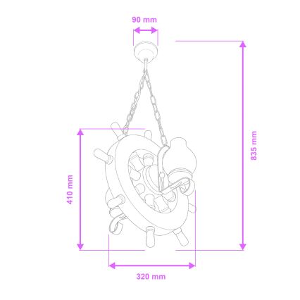 Brilagi - Suspension chaîne TIMONA 2xE14/40W/230V hêtre/noyer