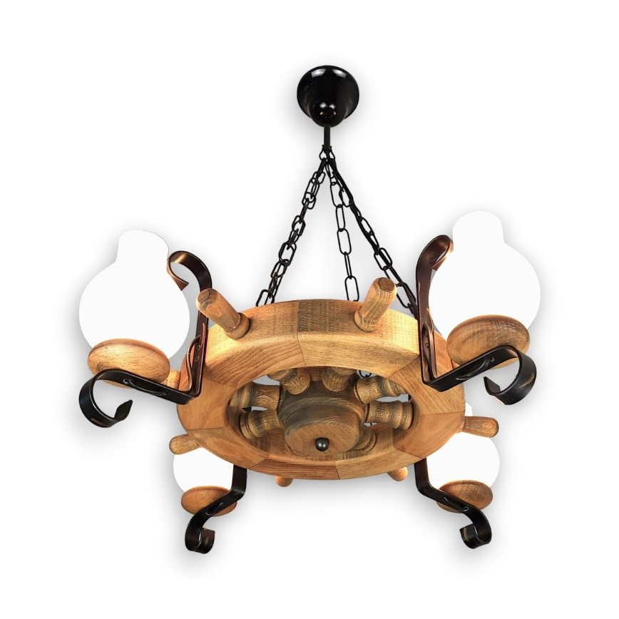 Brilagi - Suspension chaîne TIMONA 4xE14/40W/230V hêtre