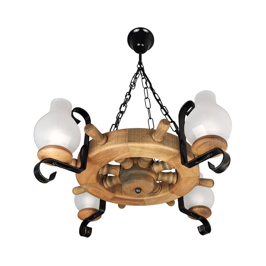 Brilagi - Suspension chaîne TIMONA 4xE14/40W/230V hêtre