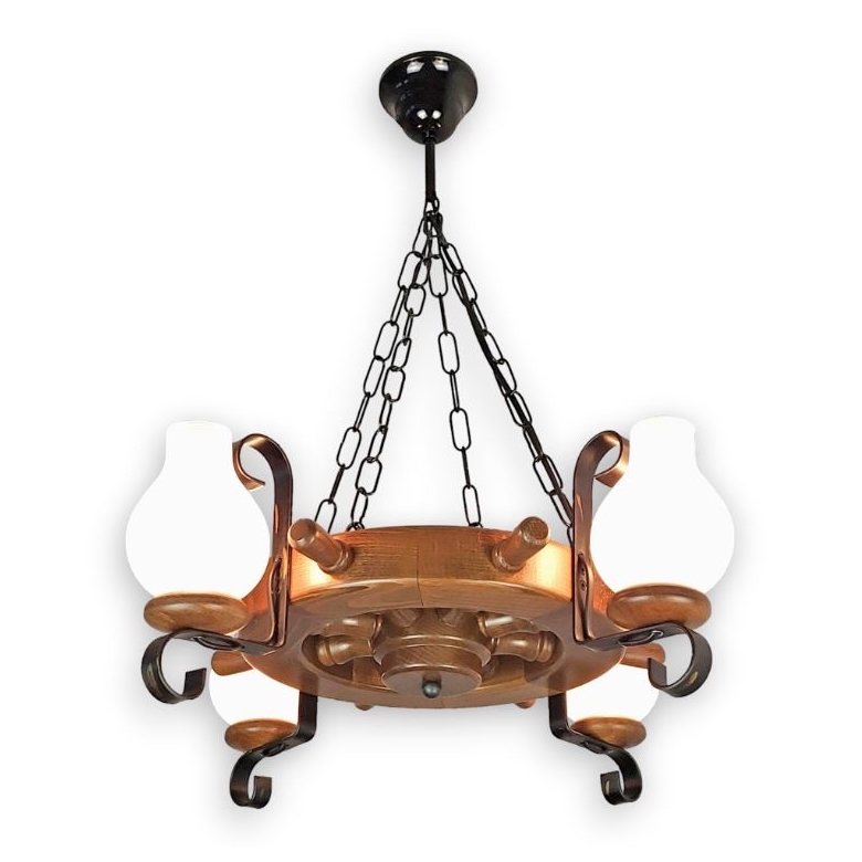 Brilagi - Suspension chaîne TIMONA 4xE14/40W/230V hêtre/noyer