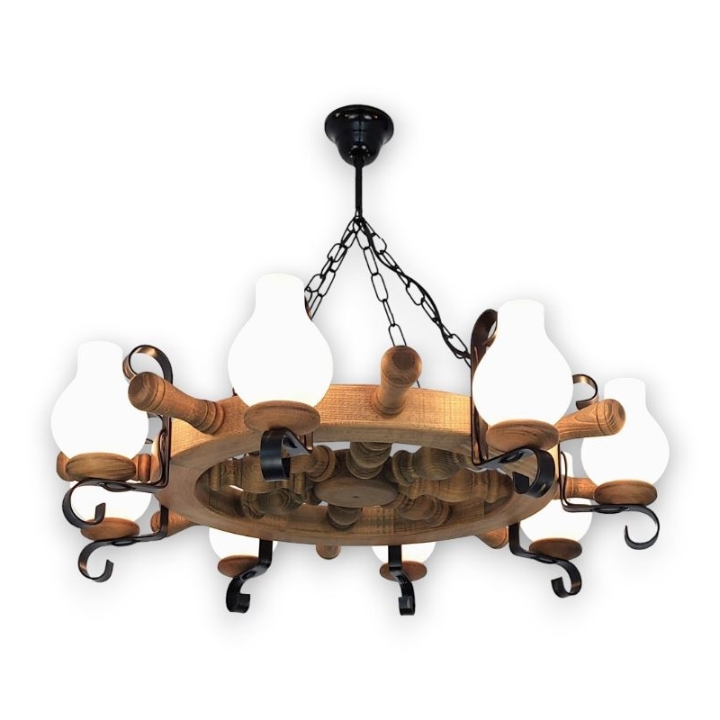 Brilagi - Suspension chaîne TIMONA 8xE14/40W/230V hêtre