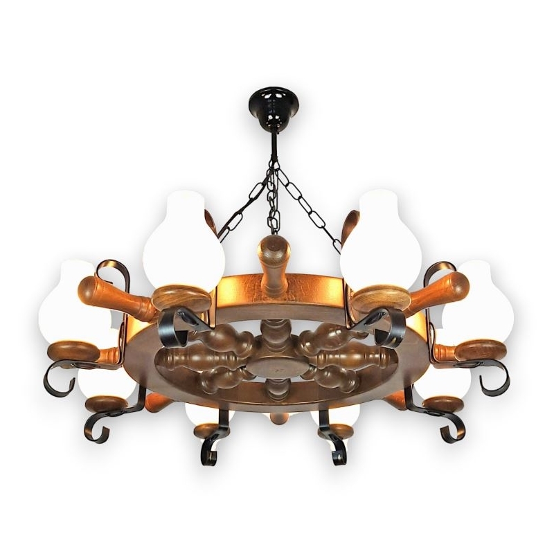 Brilagi - Suspension chaîne TIMONA 8xE14/40W/230V hêtre/noyer