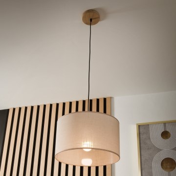Brilagi - Suspension filaire ANTHONY 1xE27/60W/230V chêne/beige