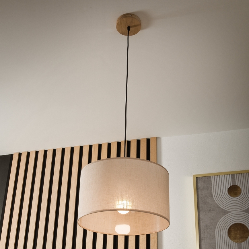 Brilagi - Suspension filaire ANTHONY 1xE27/60W/230V chêne/beige