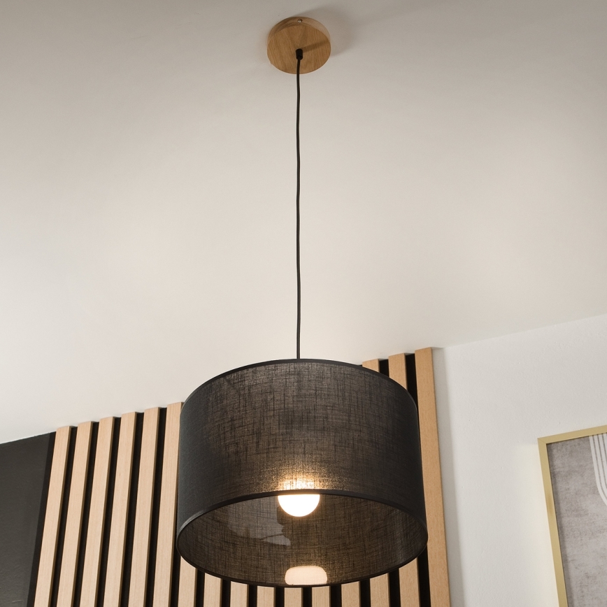 Brilagi - Suspension filaire ANTHONY 1xE27/60W/230V chêne/noir