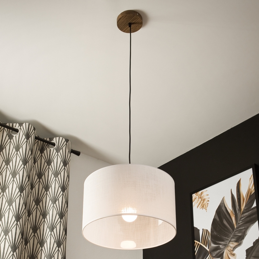 Brilagi - Suspension filaire ANTHONY 1xE27/60W/230V chêne noyer/blanc