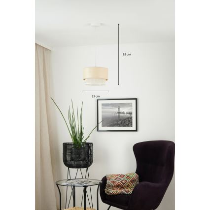 Brilagi - Suspension filaire ARIZONA BOHO 1xE27/15W/230V d. 25 cm beige/blanc