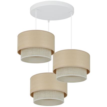 Brilagi - Suspension filaire ARIZONA BOHO 3xE27/15W/230V beige/blanc