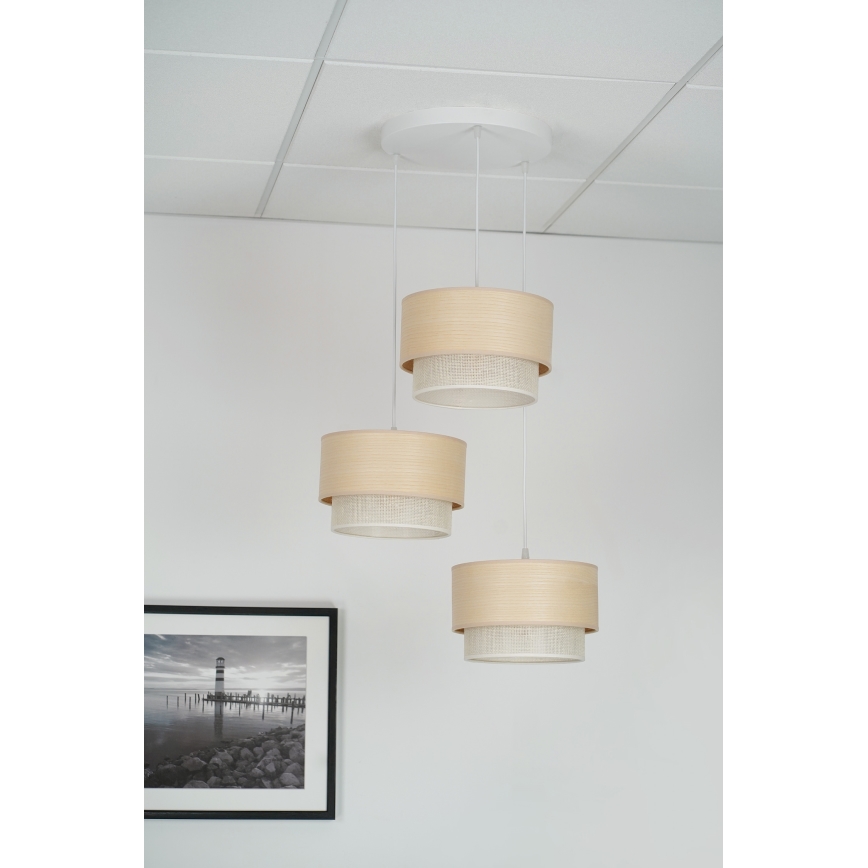 Brilagi - Suspension filaire ARIZONA BOHO 3xE27/15W/230V beige/blanc