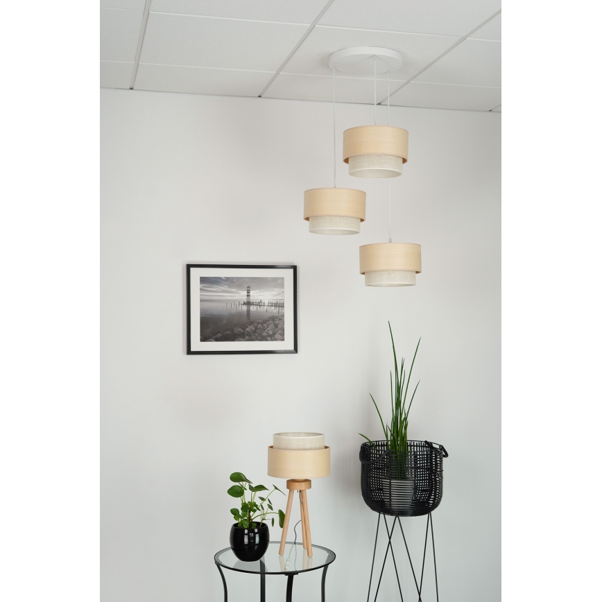 Brilagi - Suspension filaire ARIZONA BOHO 3xE27/15W/230V beige/blanc