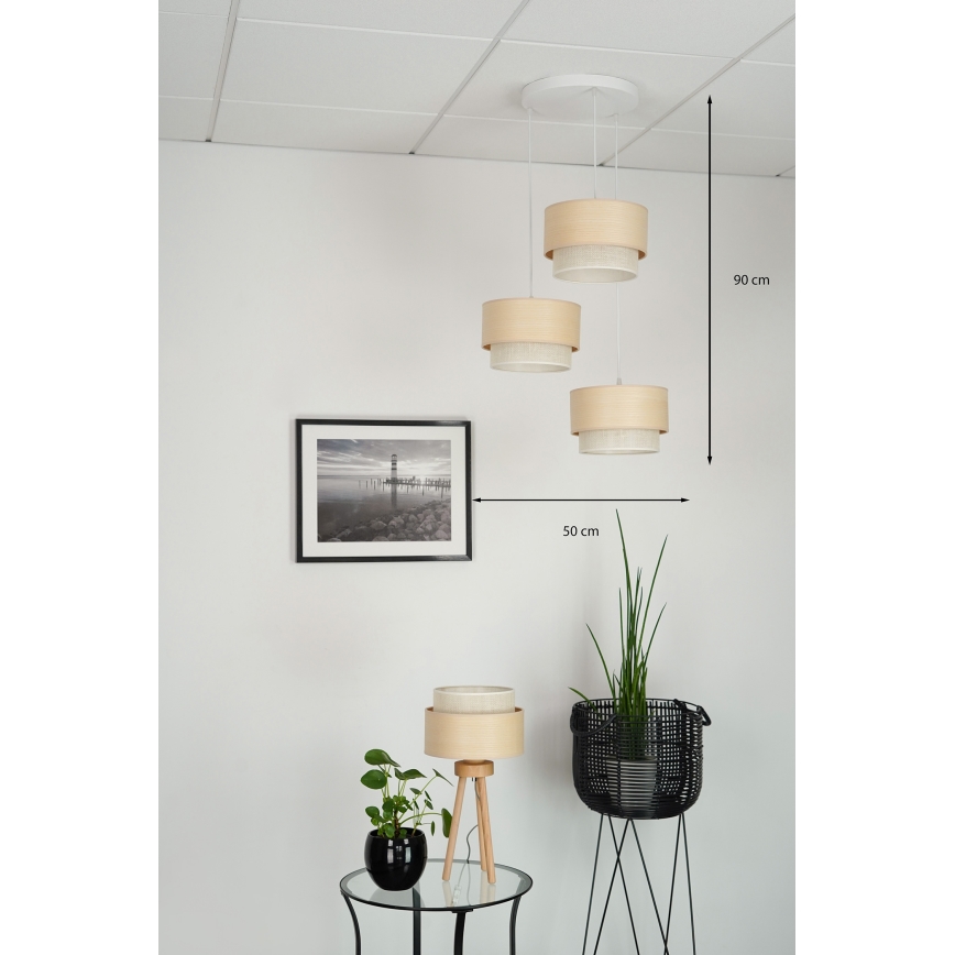 Brilagi - Suspension filaire ARIZONA BOHO 3xE27/15W/230V beige/blanc