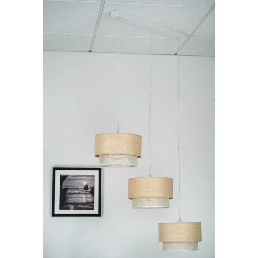 Brilagi - Suspension filaire ARIZONA BOHO 3xE27/15W/230V beige/blanc