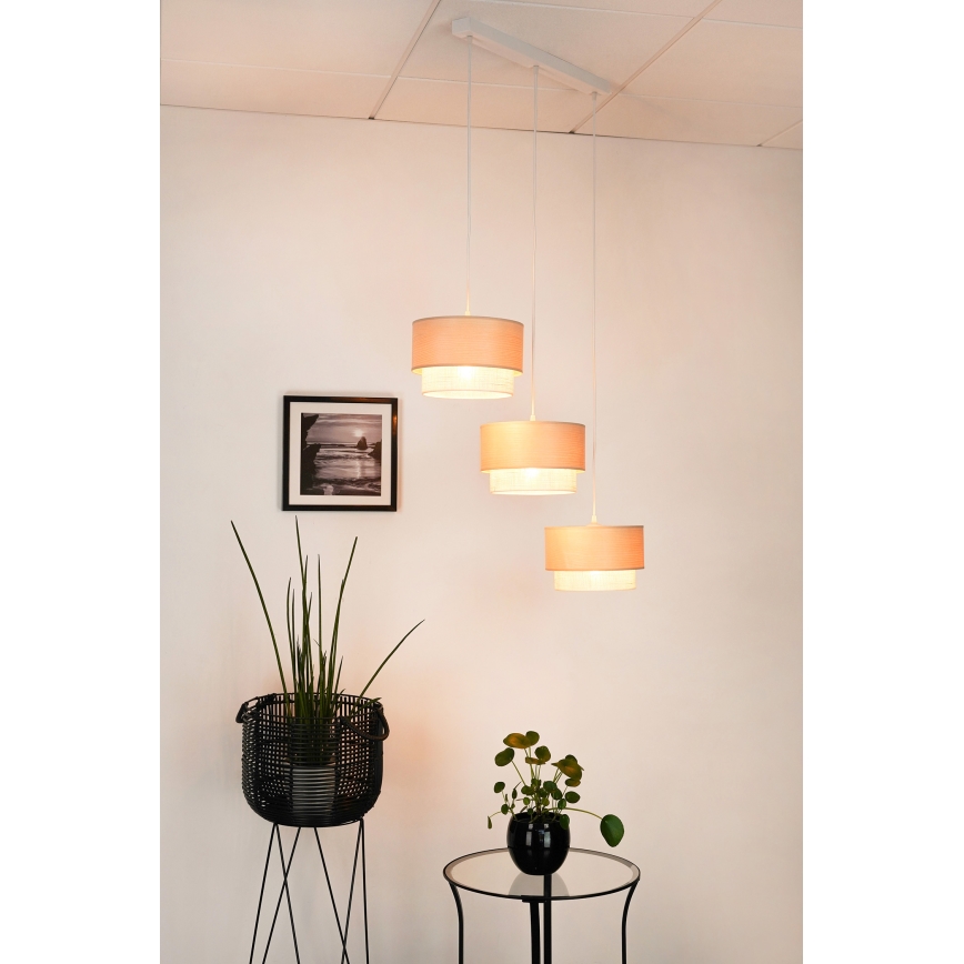 Brilagi - Suspension filaire ARIZONA BOHO 3xE27/15W/230V beige/blanc