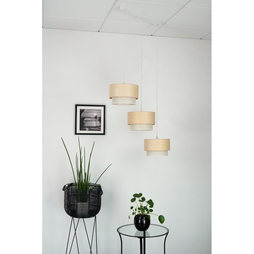Brilagi - Suspension filaire ARIZONA BOHO 3xE27/15W/230V beige/blanc
