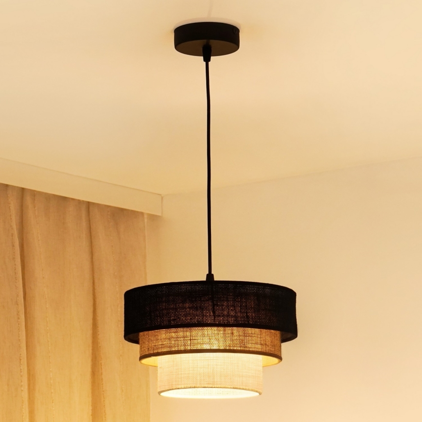 Brilagi - Suspension filaire ASPEN LUNETA 1xE27/15W/230V d. 25 cm noir/beige/crème