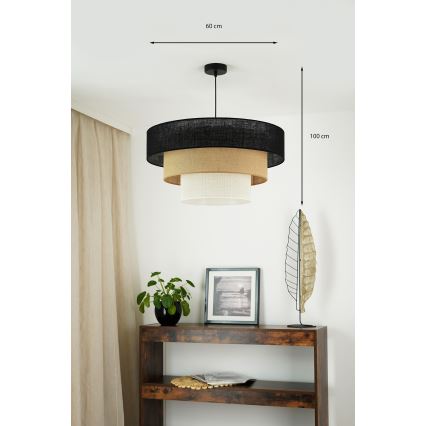 Brilagi - Suspension filaire ASPEN LUNETA 1xE27/15W/230V d. 60 cm noir/beige/crème