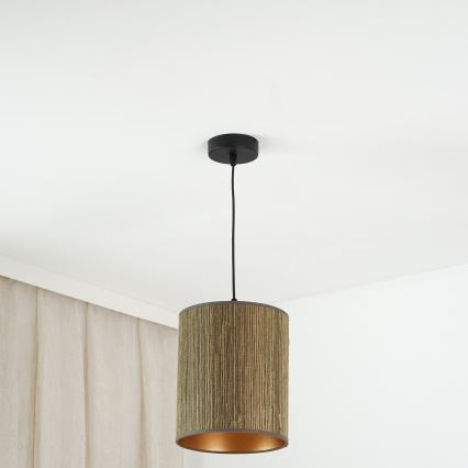 Brilagi - Suspension filaire BOSTON ROLLER 1xE27/15W/230V d. 21 cm paille marron/doré