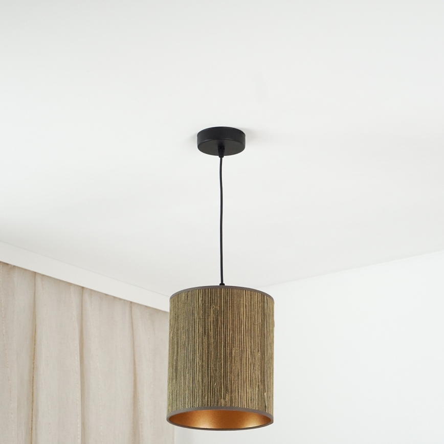 Brilagi - Suspension filaire BOSTON ROLLER 1xE27/15W/230V d. 21 cm paille marron/doré