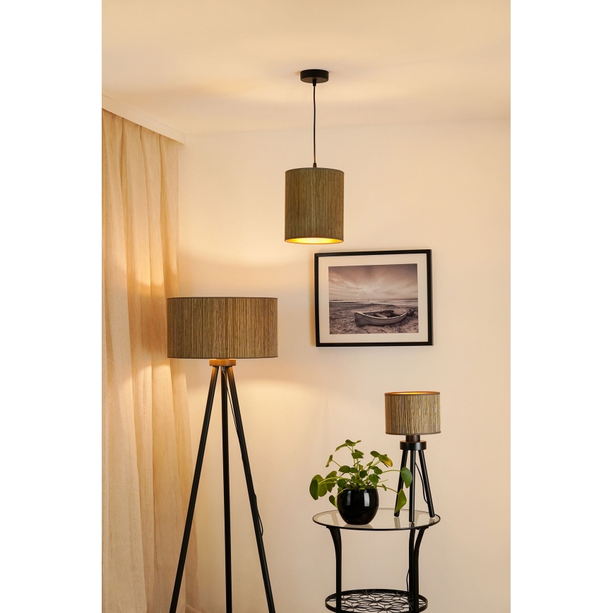 Brilagi - Suspension filaire BOSTON ROLLER 1xE27/15W/230V d. 21 cm paille marron/doré