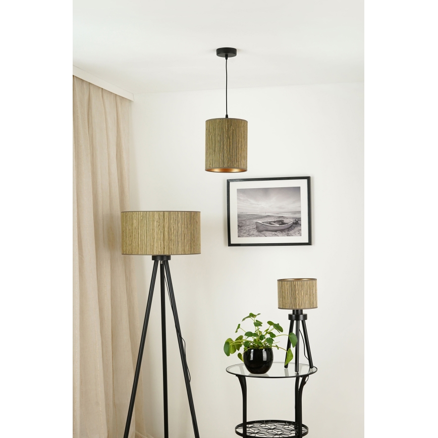 Brilagi - Suspension filaire BOSTON ROLLER 1xE27/15W/230V d. 21 cm paille marron/doré