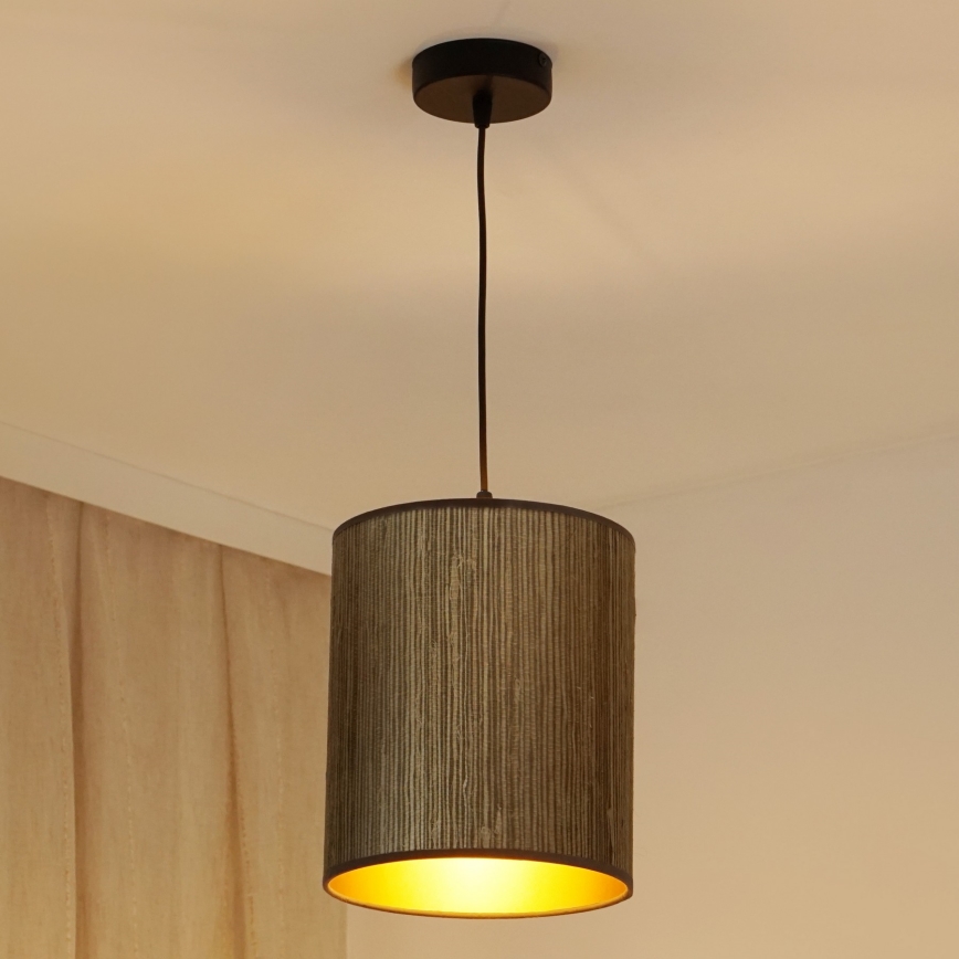 Brilagi - Suspension filaire BOSTON ROLLER 1xE27/15W/230V d. 21 cm paille marron/doré