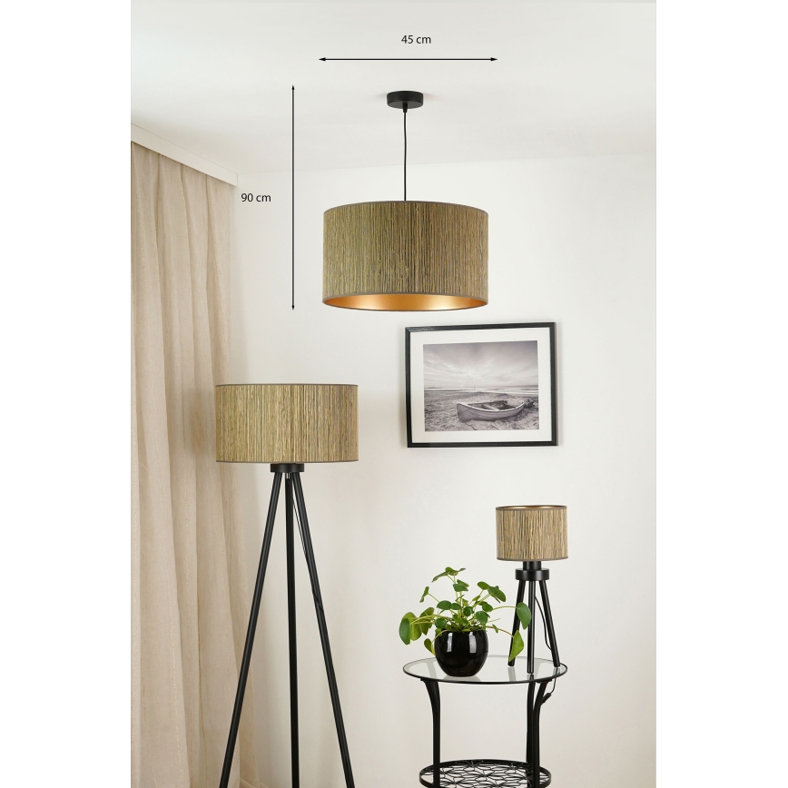 Brilagi - Suspension filaire BOSTON ROLLER 1xE27/15W/230V d. 45 cm paille marron/doré