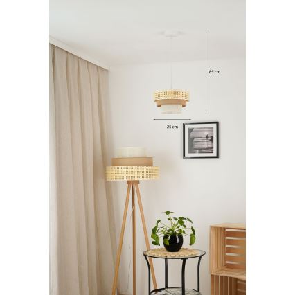 Brilagi - Suspension filaire CEDAR LUNETA 1xE27/15W/230V d. 25 cm beige/marron/crème