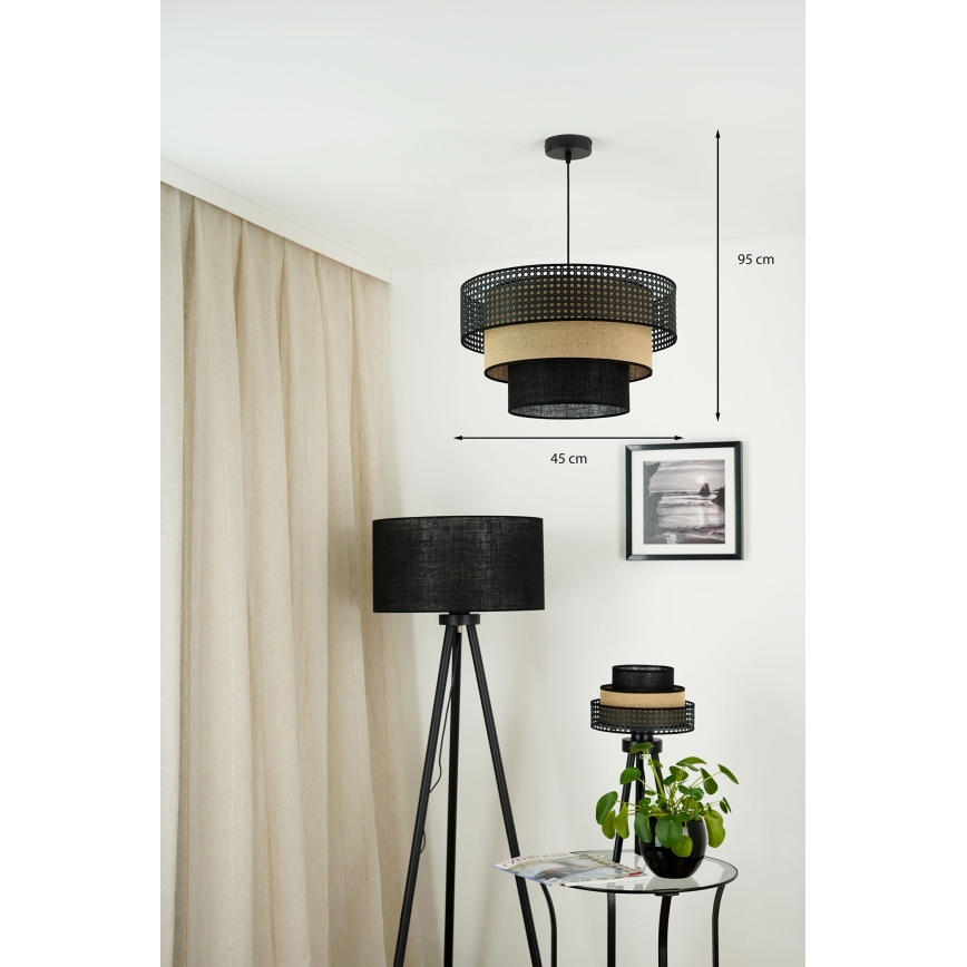 Brilagi - Suspension filaire DAKOTA LUNETA 1xE27/15W/230V d. 45 cm noir/beige
