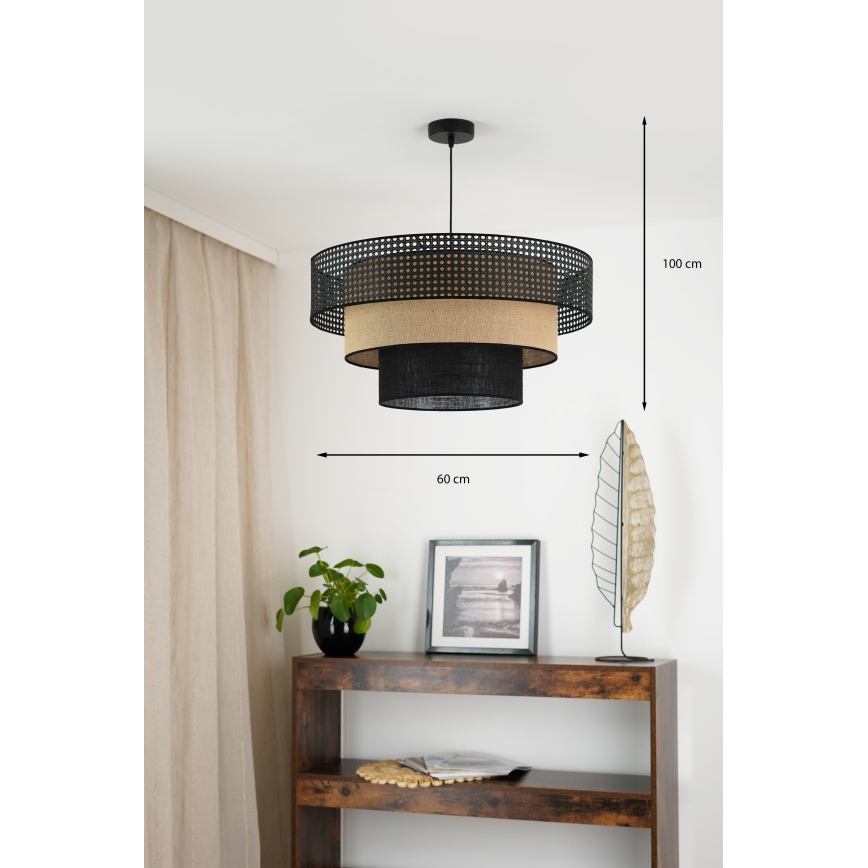 Brilagi - Suspension filaire DAKOTA LUNETA 1xE27/15W/230V d. 60 cm noir/beige