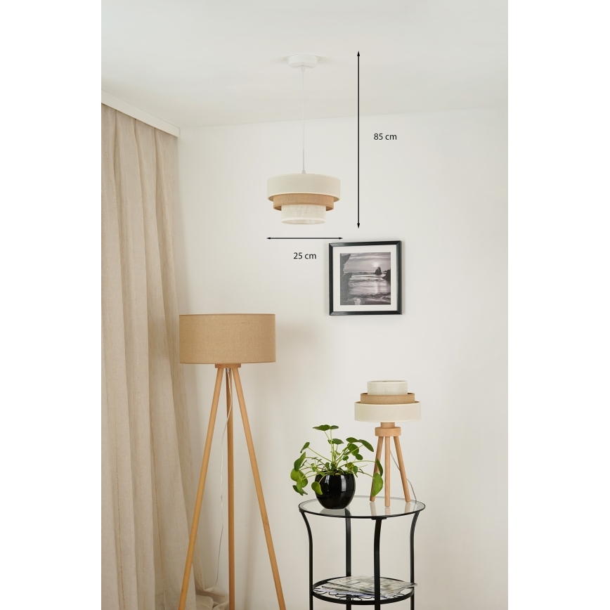 Brilagi - Suspension filaire DENVER LUNETA 1xE27/15W/230V d. 25 cm beige/marron/crème