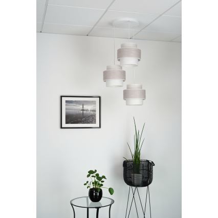 Brilagi - Suspension filaire DOVER SPACE 3xE27/15W/230V gris/crème