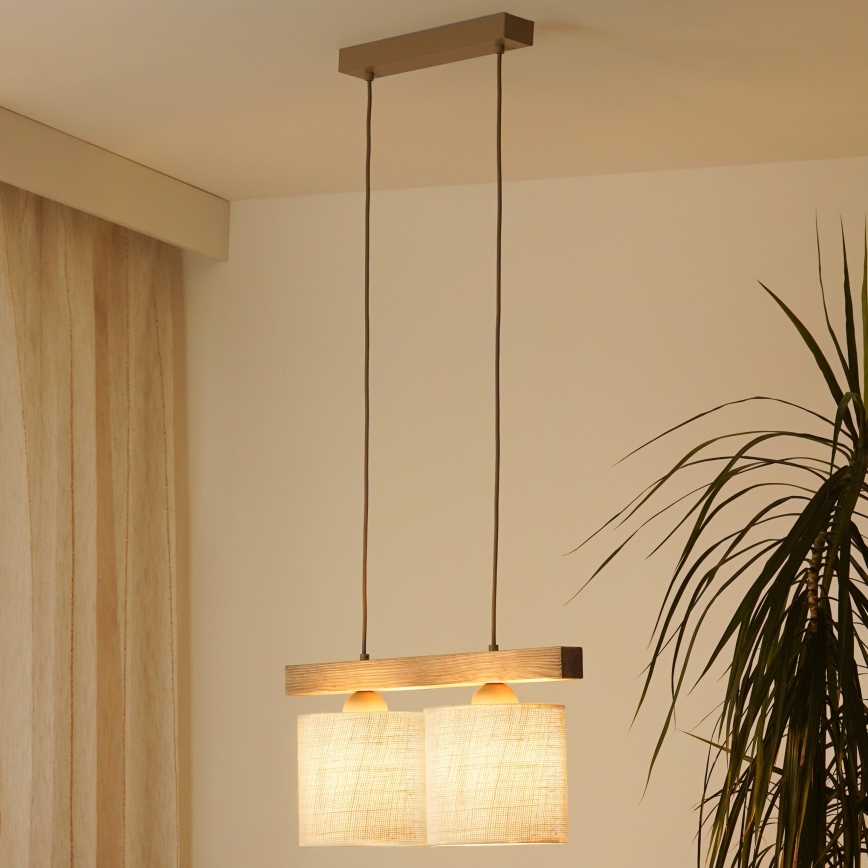 Brilagi - Suspension filaire FOREST 2xE27/15W/230V pin/marron/crème