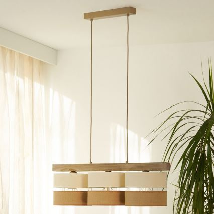 Brilagi - Suspension filaire FOREST 3xE27/15W/230V pin/beige/crème