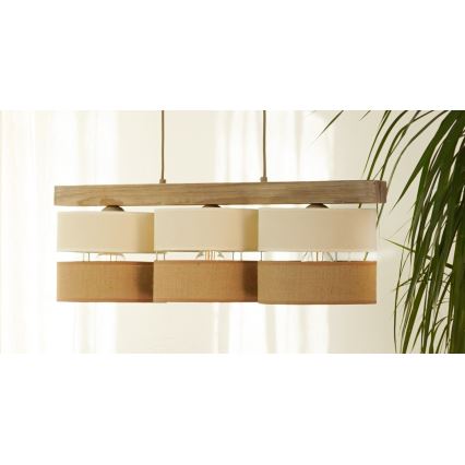 Brilagi - Suspension filaire FOREST 3xE27/15W/230V pin/beige/crème